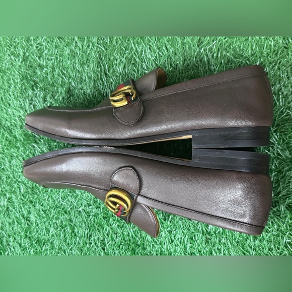 Authentic Gucci GG Marmont Leather Loafers 428609 size 8 Business Sherry line - Picture 4 of 7